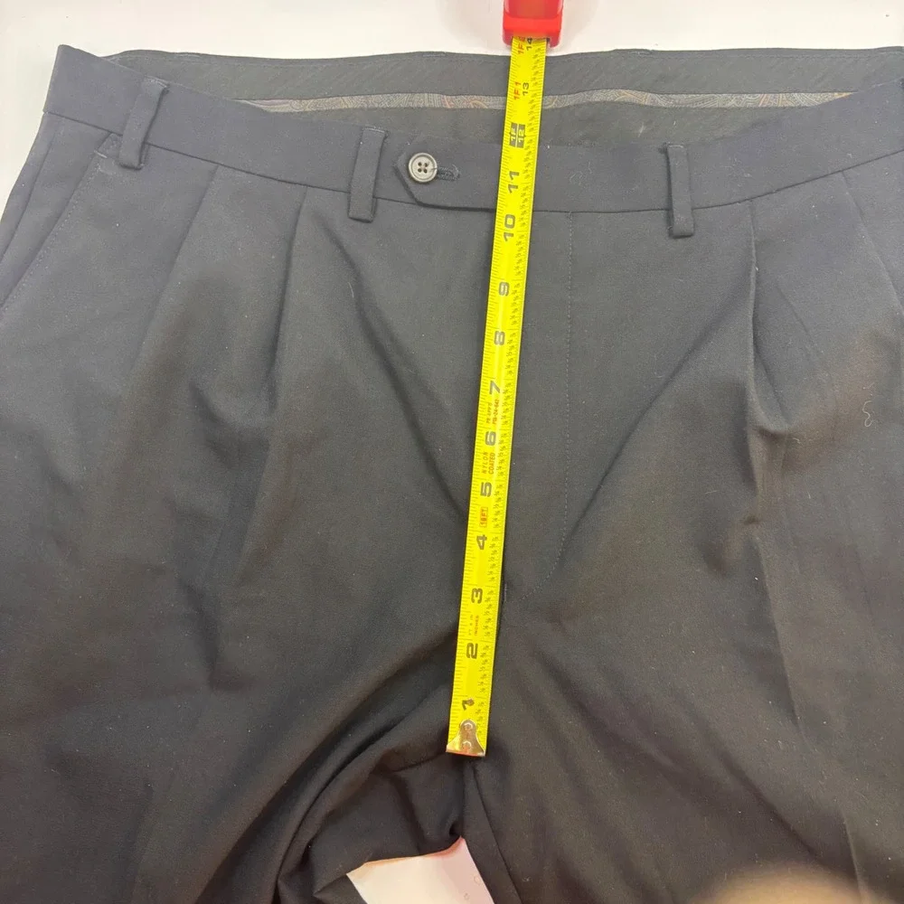 Lauren Ralph Lauren Mens Black Double Pleated Cuffed Dress Pants 40W 32L
